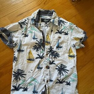 Eighty Eight Men's Sailboat and Palm Print Shirt